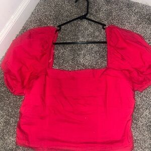 Chic Scarlet Puff Sleeve Blouse